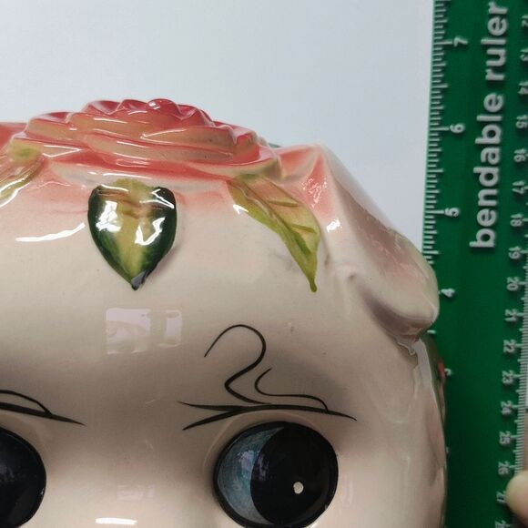 Piggy Bank Kitschy Cute Floral Big Eyed and slightly angry little Pink Pig - Picture 11 of 11